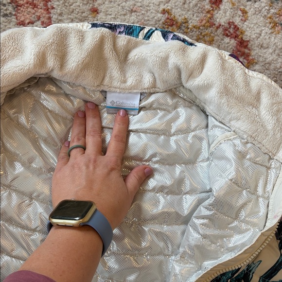 Columbia Omni-Heat Floral Puffer Jacket - Cream, Purple, Teal - Picture 5 of 9